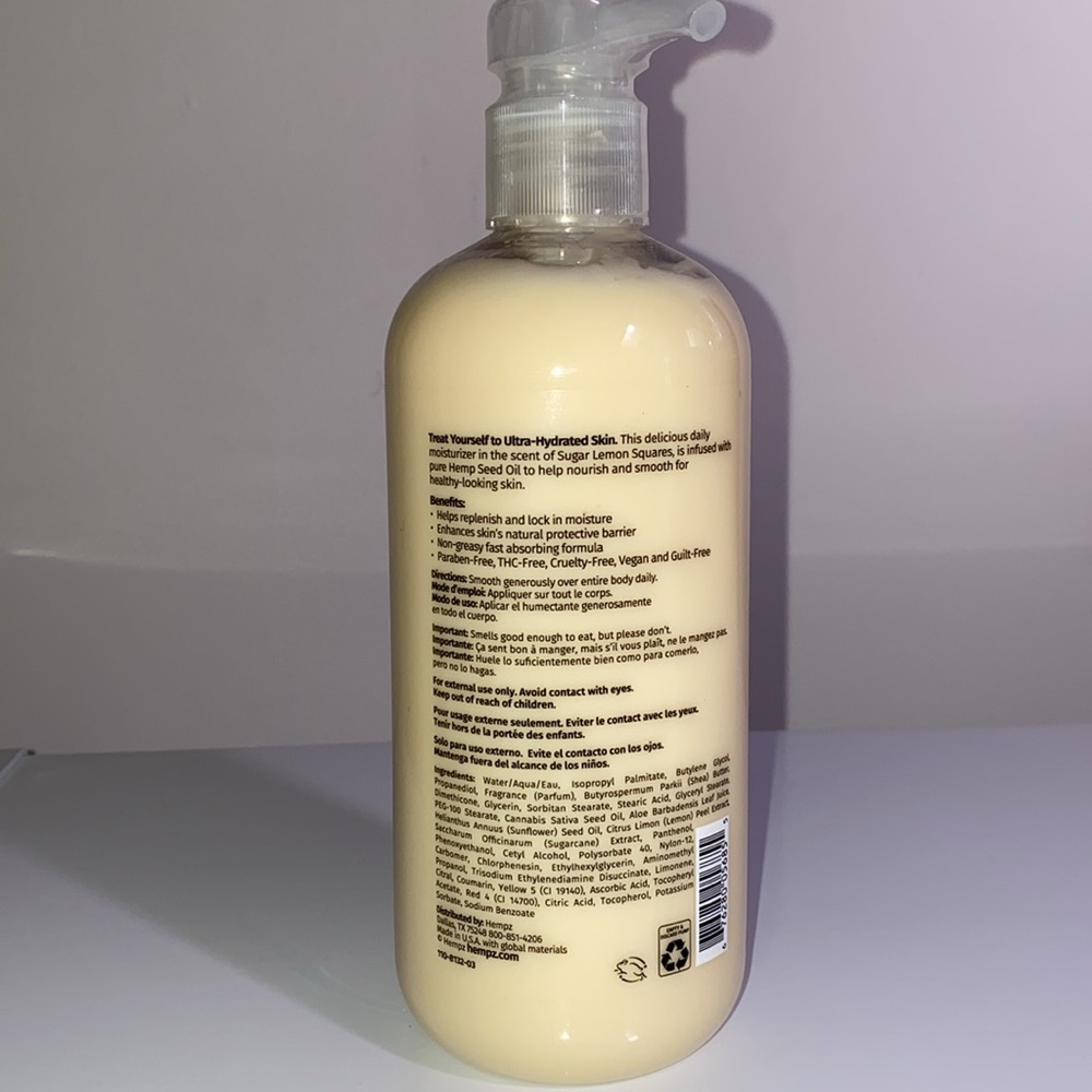 Hempz Treats SUGAR LEMON SQUARES Body Lotion Hemp Seed Oil 16.5 Oz NEW Sealed - Picture 2 of 6